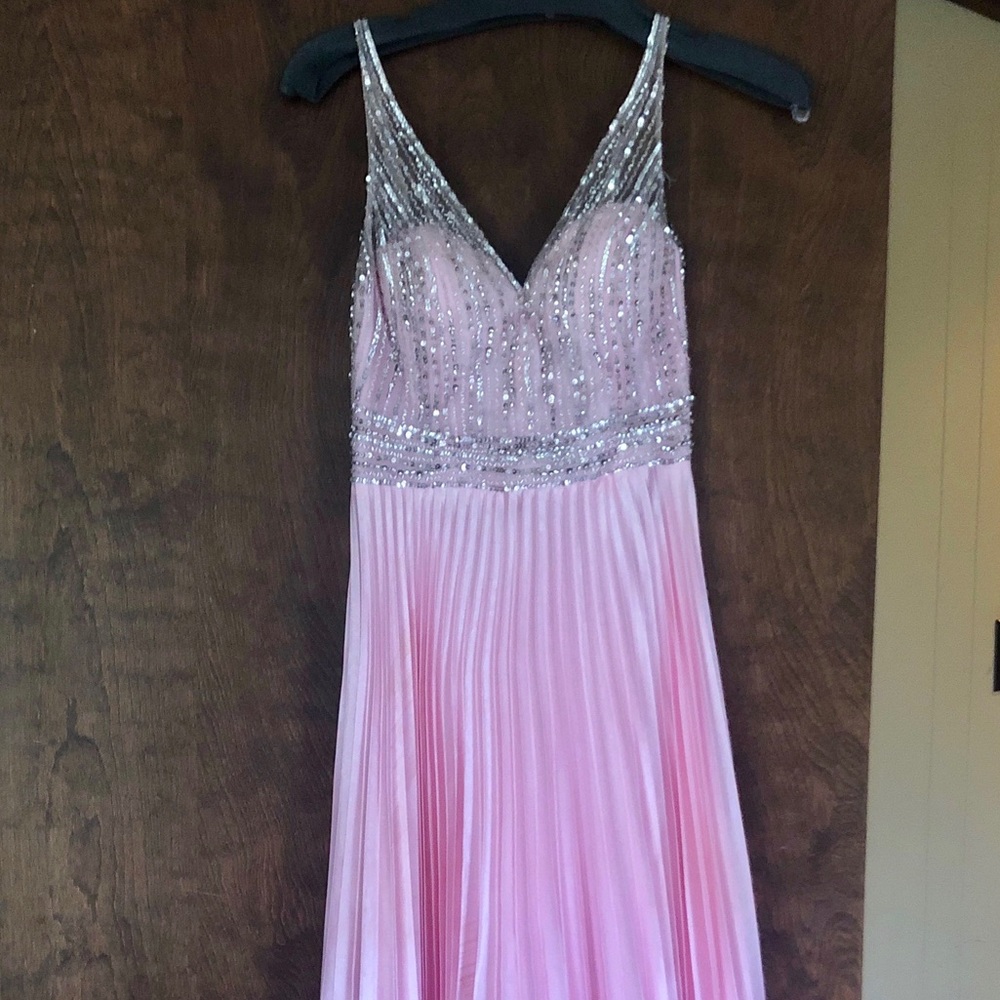 Sean Couture light pink beaded prom dress